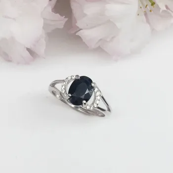 

KJJEAXCMY fine jewelry 925 silver inlaid natural sapphire lady's ring with two colors. cvb