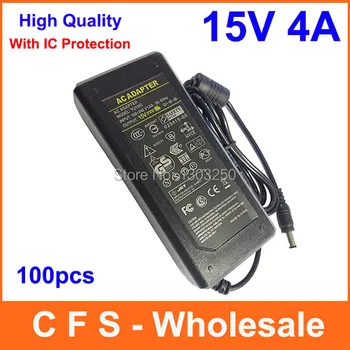 

100pcs High Quality AC/DC 15V 4A Power Supply Adapter 15V 60W Adaptor Charger Lots Express Free shipping wholesale