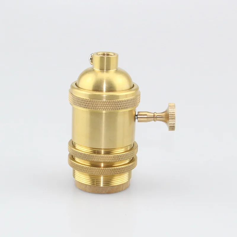 10pcs/lot Edison brass light socket with on/off switch knob vintage lamp basein Lamp Bases from
