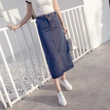 Новые модные женские длинные юбки, узкие ковбойские юбки с разрезом, синие, черные 6012