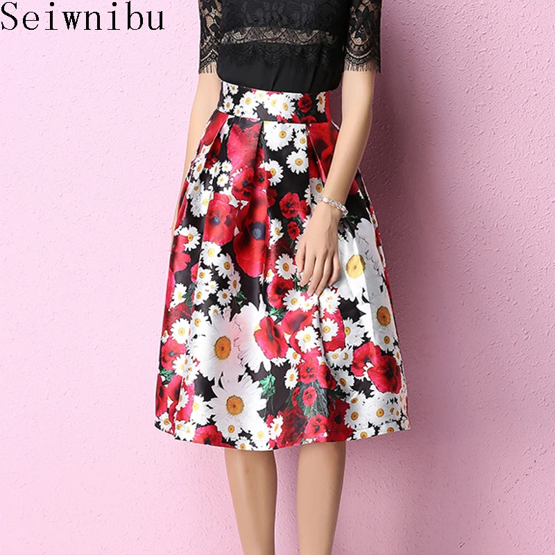 Женские Плиссированные Юбки миди оригинальная цифровая печать летняя новая подиумная юбка бальное платье с высокой талией Одри Хепберн Юбка-миди