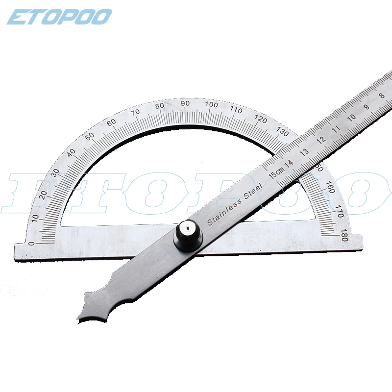 Stainless Steel Round Head 180 degree Protractor Angle Finder Rotary