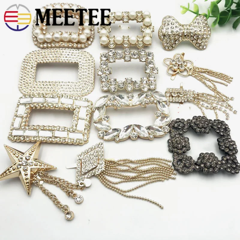 Meetee 1 пара (2 шт.) металлические кристаллы декоративные туфли пряжки стразы