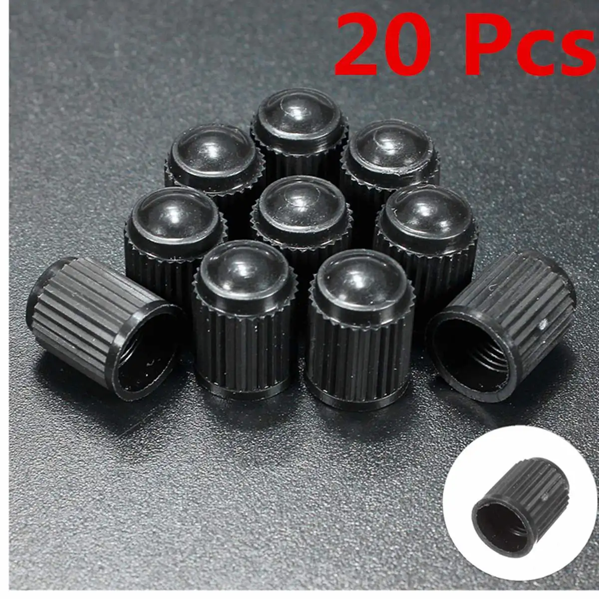 

20PCs Black Plastic Tyre Tire Alloy Wheel Dust Valve Caps Universal Car Bike Cycle
