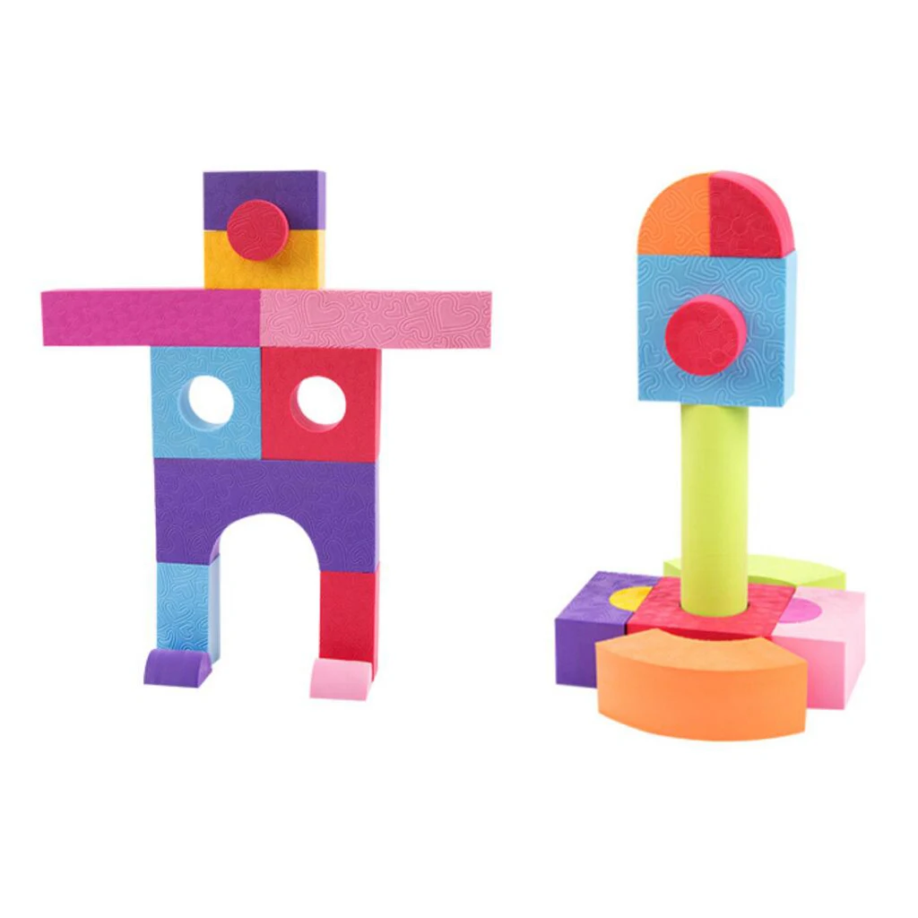 50 Pieces Foam Building Blocks Building Toy for Girls Boys Construction Game - Geometric Shapes and Sizes Learning
