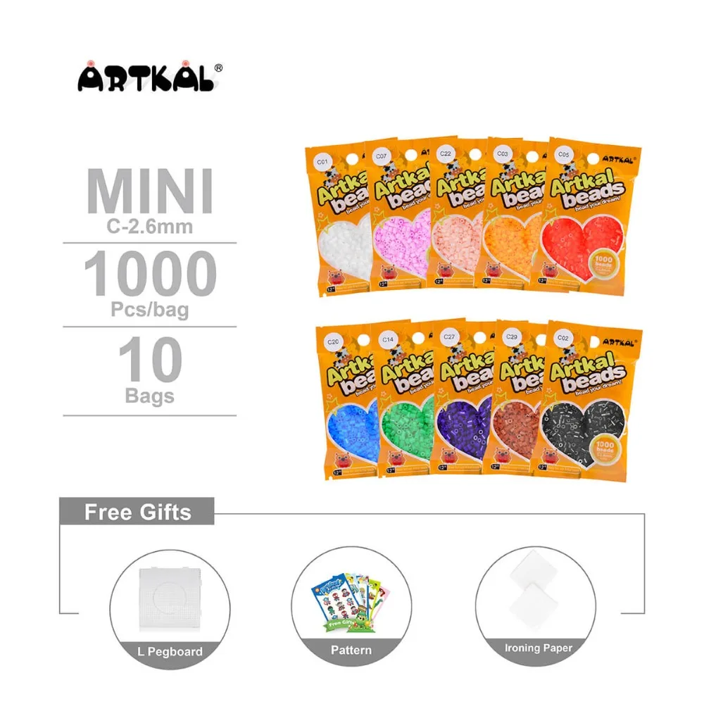 10 пакетов Artkal Fuse Beads Mini C 2.6mm детские игрушки ювелирные изделия для