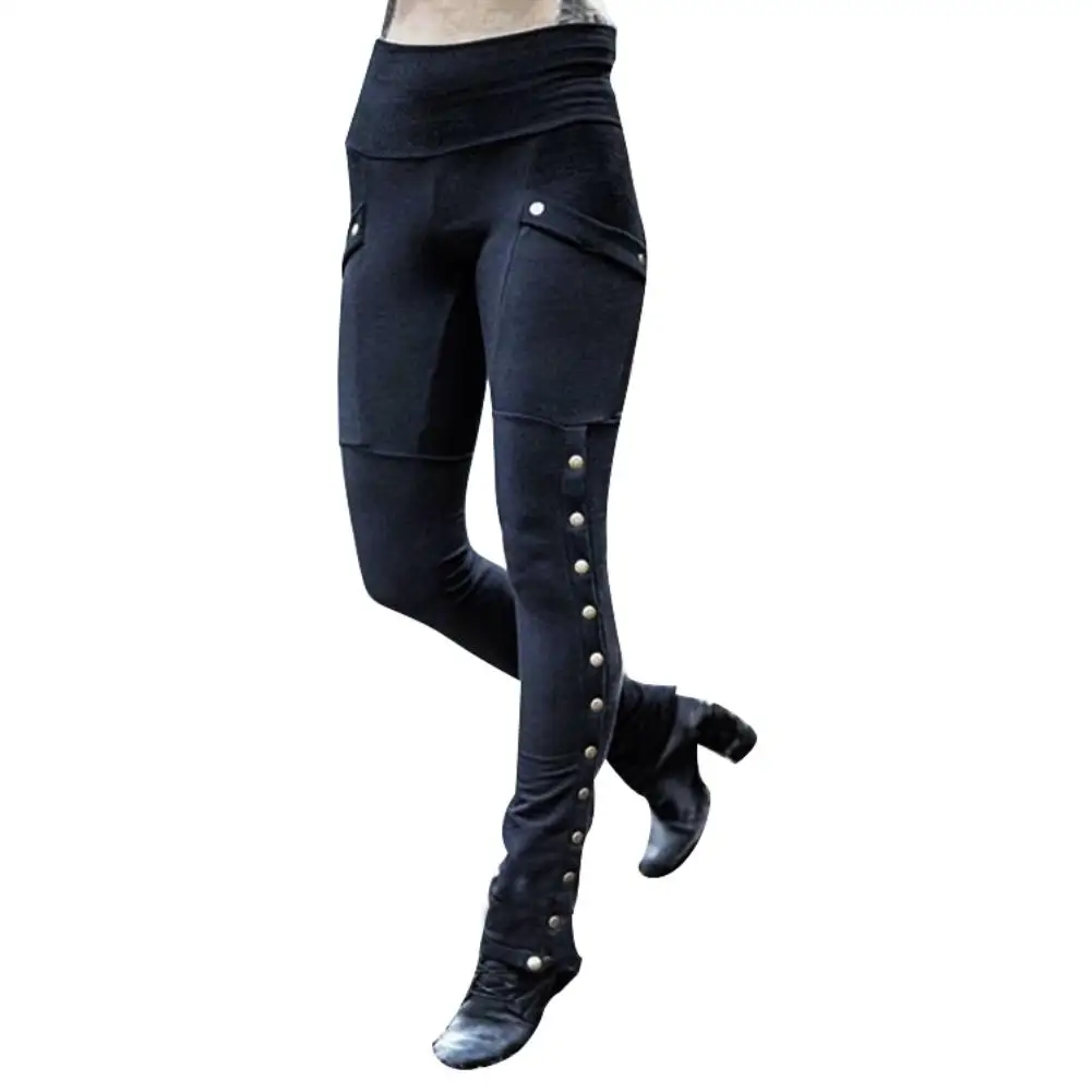 

Fashion Solid Color Women High Waist Skinny Long Pencil Pants Slim Stretch Leggings Streetwear Lady Trousers With Pocket Button
