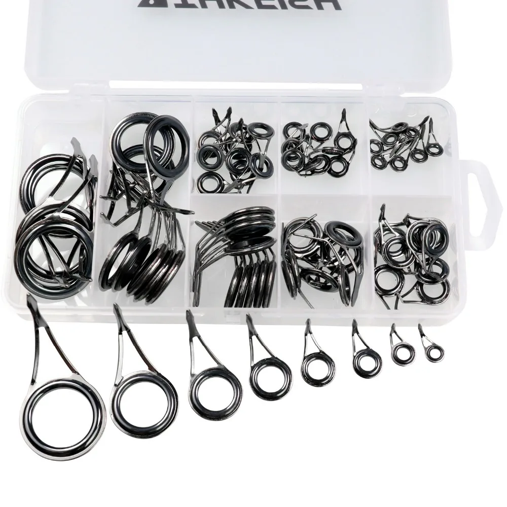 75 Pcs/Box Fishing Rod Guides Guide Single Leg Ceramics Ring Telescopic