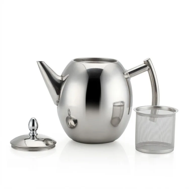 Olive Shape Tea Kettle with Strainer Stainless Steel Pot Coffee Pot