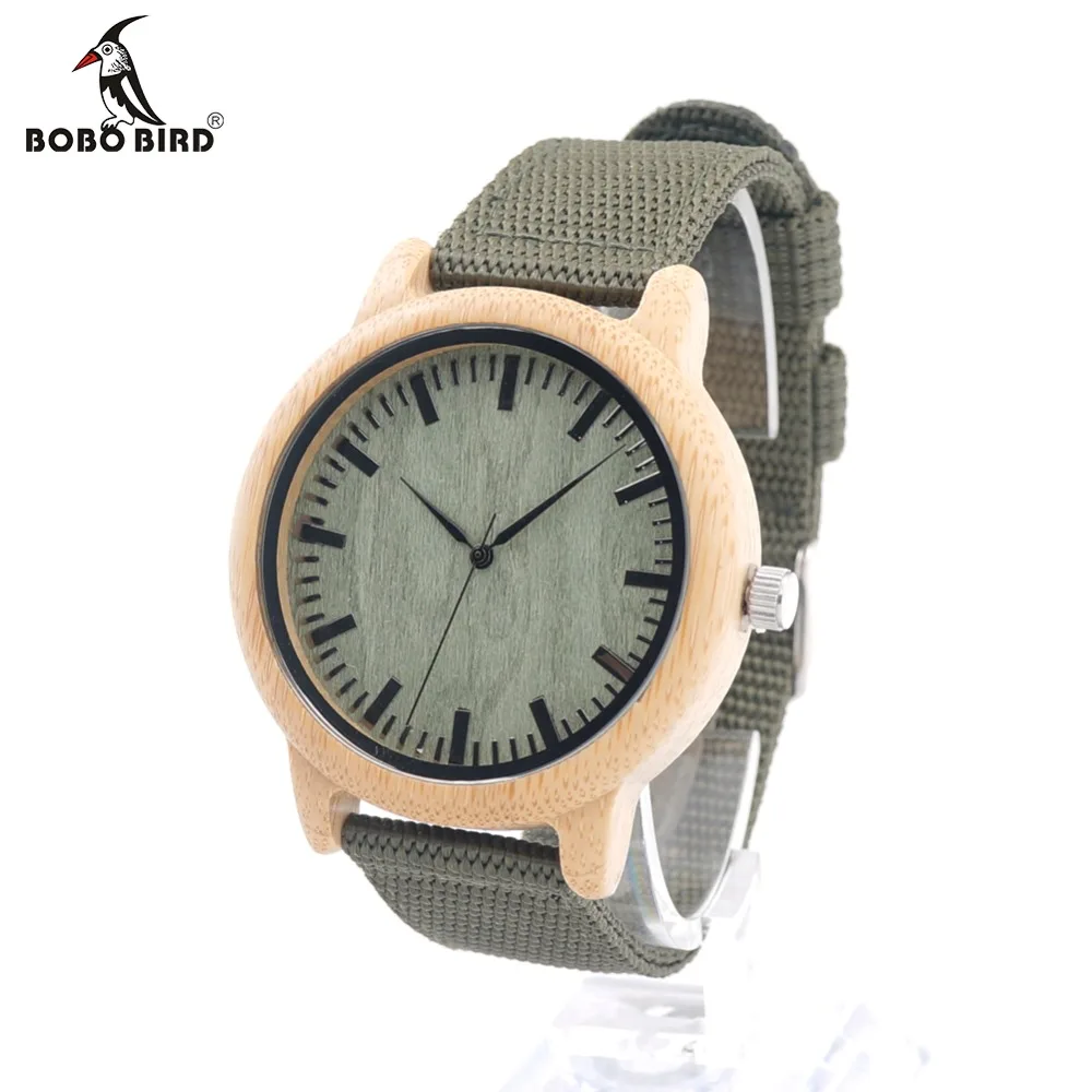 Prix pour BOBO BIRD Hommes En Bois Naturel Bambou Montres Femmes Vintage En Bois Montre Avec Armée Vert Toile Bande Prix pour BOBO BIRD Hommes En Bois Naturel Bambou Montres Femmes Vintage En Bois Montre Avec Armée Vert Toile Bande