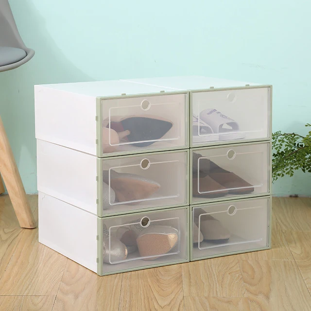 33X22X13.6cm Green 4 шт./компл. утолщенной Шлепанцы прозрачный ящик чехол Пластиковые обувные коробки стекируемые складная коробка для хранения Коробка органайзер для хранения обуви - Цвет: 33X22X13.6cm Green