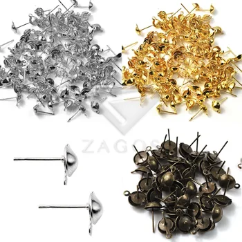 

100Pcs 13x5x5mm Ear Stud Components Iron Earring Findings For Jewelry Making DIY Crafts Wholesale
