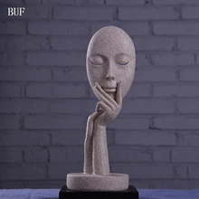 BUF Modern Home Decoration Fashion Abstract Mask Ornament Statue Handmade Sandstone Craft Art Collection Gift Sculpture