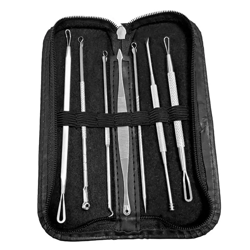 

Newest 7pcs Stainless Facial Acne Spot Pimple Remover Extractor Tool Comedone Face Skin Care Tools