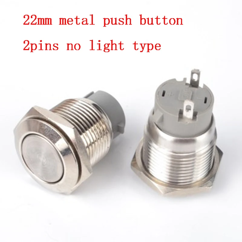 

22mm Brass Metal push button Waterproof no light short button self-recovery momentary small push button 1NO 2pins power switch