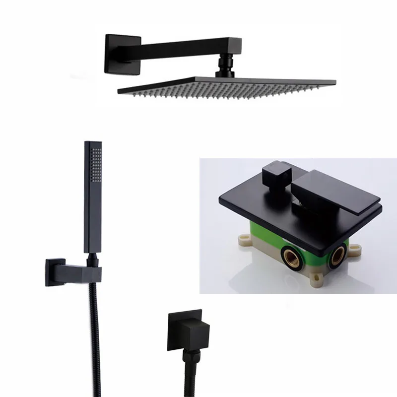 Premium Quality Brass Black Shower Set Bathroom 8" Rain Shower Head