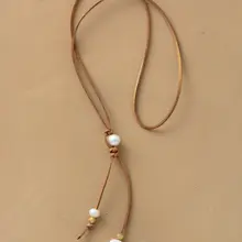 Уникальное ожерелье-чокер из искусственной кожи с пресноводным жемчугом, женское элегантное ожерелье, подарок подружки невесты, ювелирные изделия из натурального жемчуга, Прямая поставка