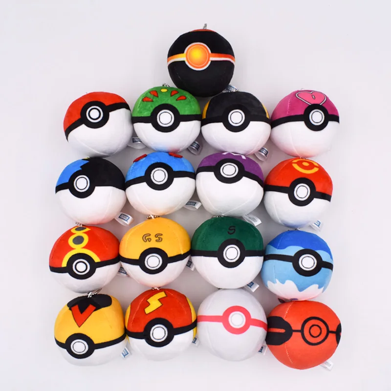 

Anime 17Pcs/Set Master Ball Moon Ball Great Ball Moon Ball Plush Pendant With Keychains Cute Peluche Lovely Plush Free Shipping