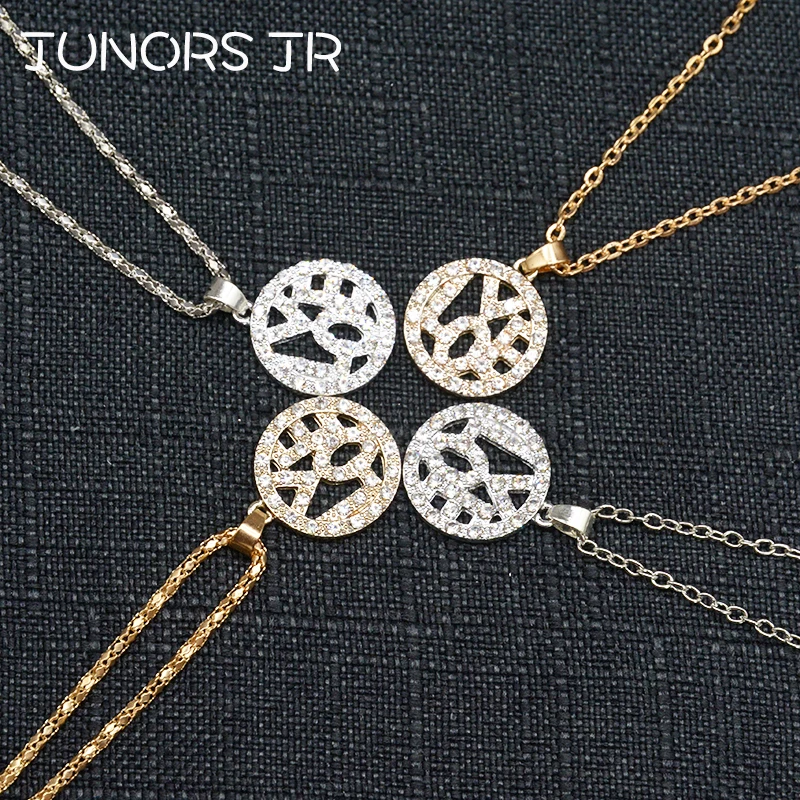 

Alloy Tiny Crystal Love Letters Alphabet Statement Necklace For Women Men Gold Silver Color Name Love Pendant For Lover Gift