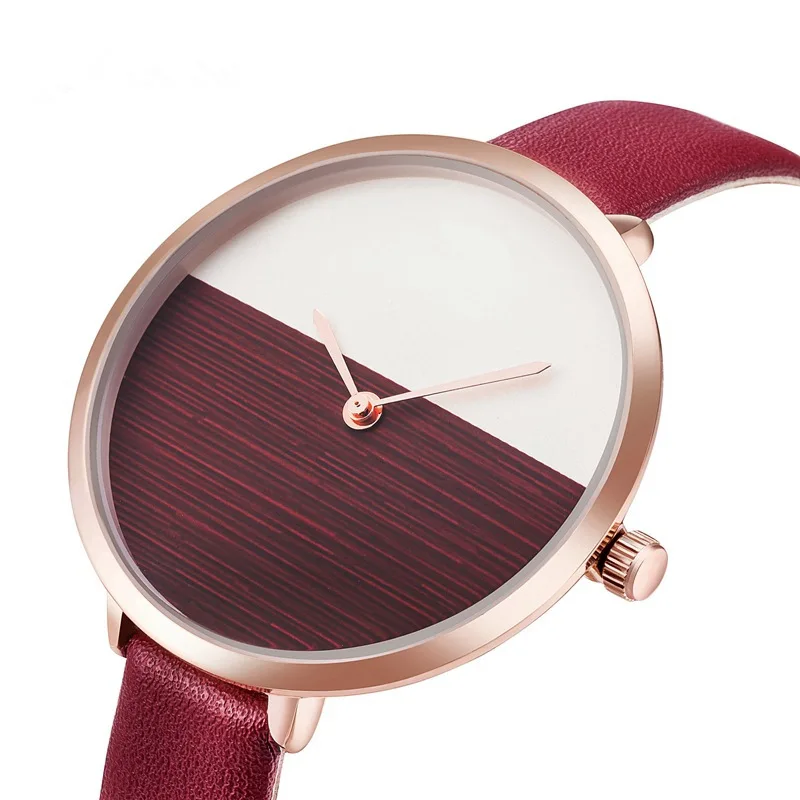 

2019 Hot Sale Simple Style Red Leather Quartz Watches Women Fashion Watch Minimalist Ladies Casual Wristwatch Female Cheap Clock