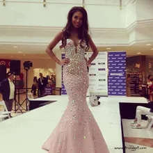 Glänzenden Strass Perlen Nixe-abschlussball Schatz Sexy Langes Kleid für Frauen Formale Abendkleider vestido de festa longo