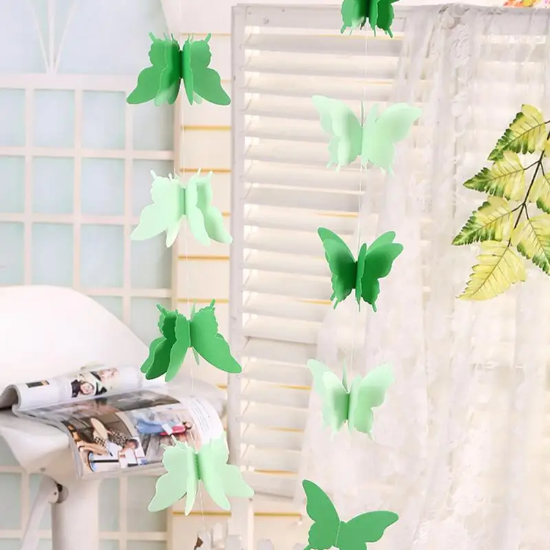 Colorful Paper Garland Wedding Butterfly Hanging Birthday Party Banner 3D Decor Shopping Mall Shopwindow Decoration #06
