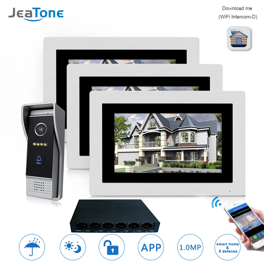 buy 7 inch WIFI IP Video Door Phone Intercom Door Bell Villa Building Access Control System Touch Screen Motion Detection 1 to 3