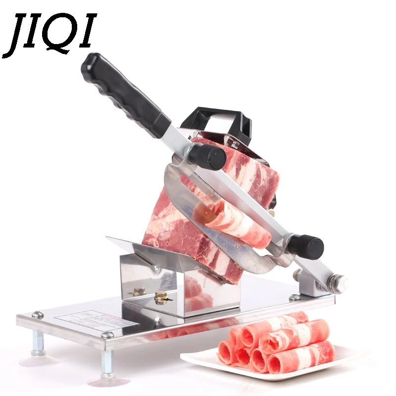 

JIQI Manual Feed Meat Lamb Slicer Cutter Automatic Commercial Fat Cattle Mutton Roll Frozen Meat Grinder Beef Planing Machine