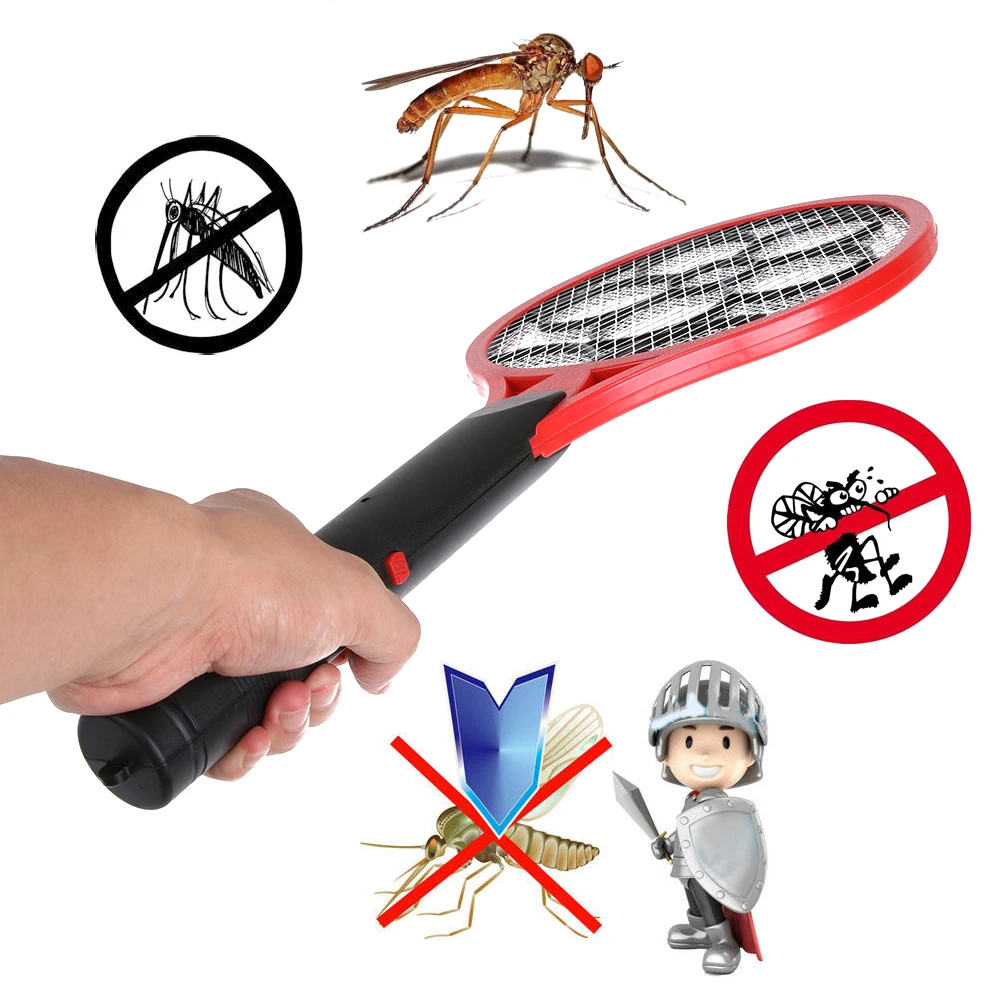 Flycatcher Electric Flyswatter Mosquito Swatter Hand Racket Pest Reject Insect Fly Killer Home Supplies AA Batteries Powered