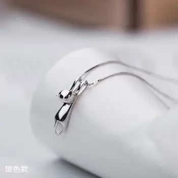 

XIA Jewelry Select colour Kitty Pendant necklace Female silver lovely Clavicular chain Autumn Winter Sweater chain