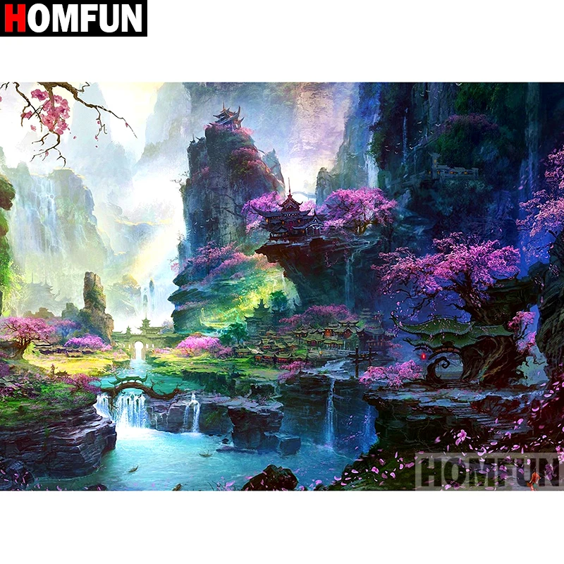 

HOMFUN Full Square/Round Drill 5D DIY Diamond Painting "Landscape scenery" Embroidery Cross Stitch 5D Home Decor A07730
