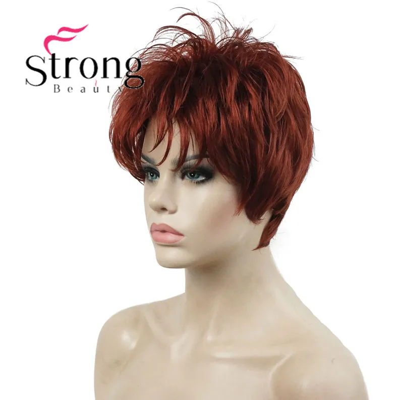 Strongbeauty Super Short Layered Copper Red Full Synthetic Wig In