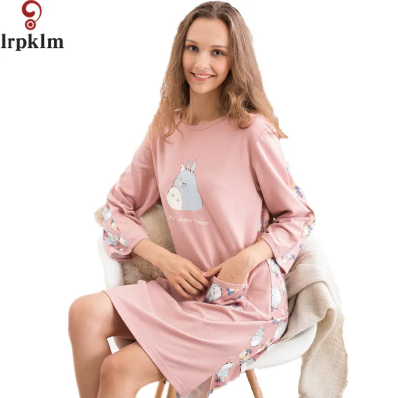 2017 бренд для женщин хлопковая Ночная рубашка Качество лето осень пижамы Pijama дамы повседневное Домашняя одежда пикантное Ночное платье SY794