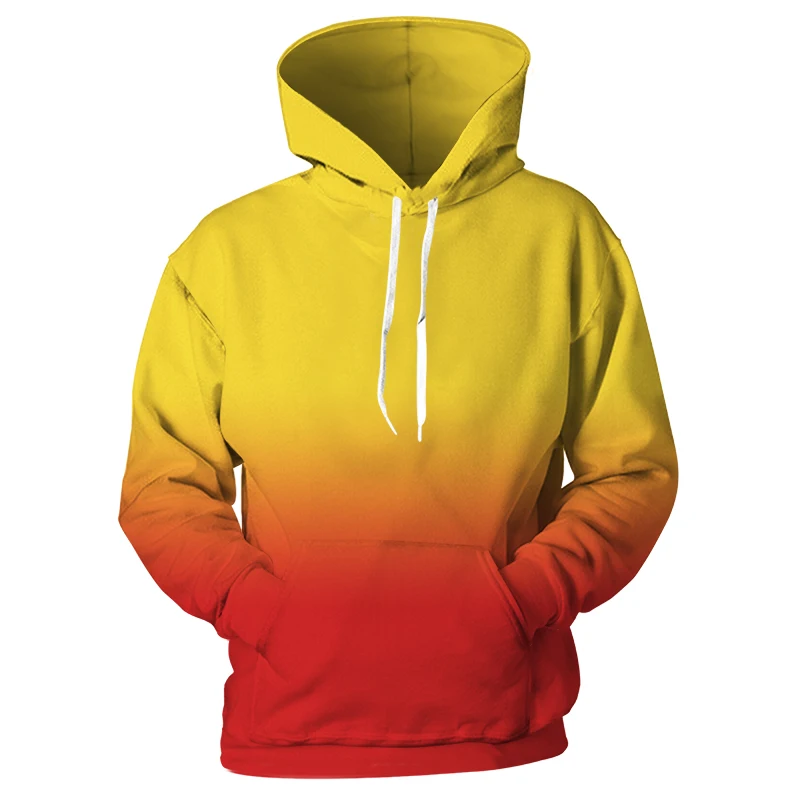 Cloudstyle Male 3D Hoodies Solid Color Gradient Sweatshirt Hip Hop