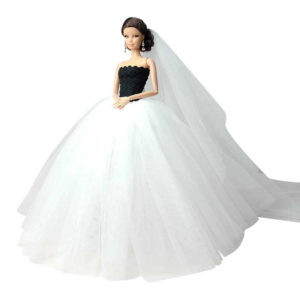 

NK One Pcs Handmade Princess Wedding Dress Noble Party Gown For Barbie Doll Fashion Design Outfit Best Gift For Girl' Doll 037A