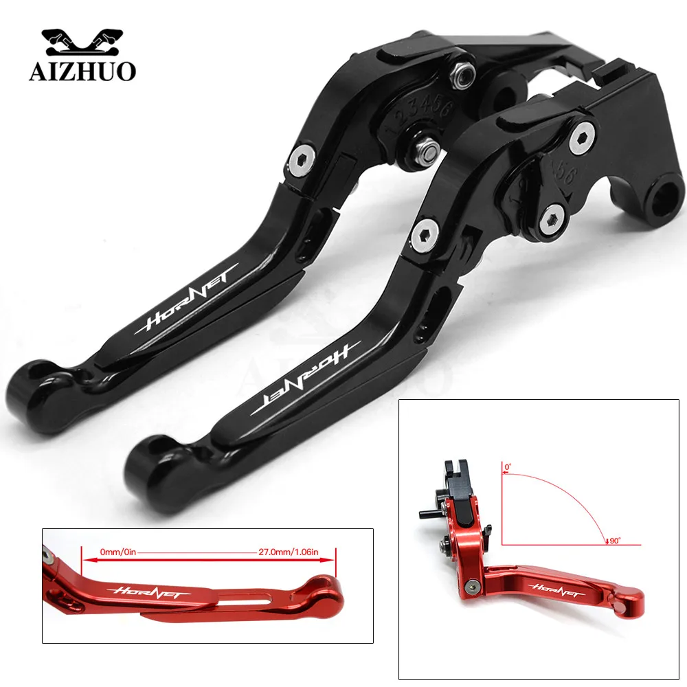 For Honda hoRnet Motorcycle Clutch Brake Lever CNC Aluminum Extendable Adjustable Levers For Honda  hoRnet 250 2001 hoRnet LOGO