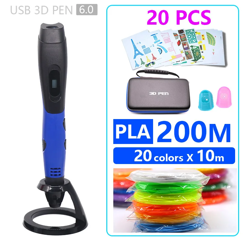 

new version 3D PEN bag 3d pen 3d printer pen include 200m pal filament and 20 sheets pattern template with bad easy to carry