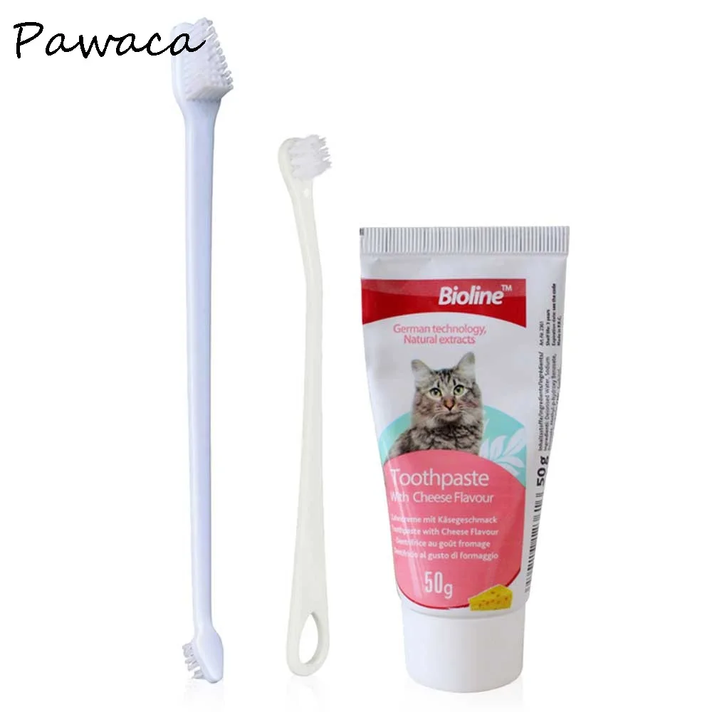 

2PCS Brushes Soft Pet Cat Toothbrush And Toothpaste Set Kit 50G Cat Toothpaste Dog Cat Hygiene Teeth Care