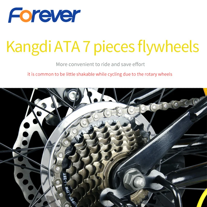 Clearance FOREVER Folding Mountain Bike High Carbon Steel Bicycle Student Adult Mechanical Disc Brake Road Bike Fold-away MTB 22in 7 Speed 4