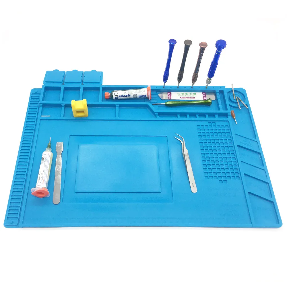  45x30cm Heat Insulation Silicone Pad Desk Mat Maintenance Platform for phone BGA Soldering Repair S
