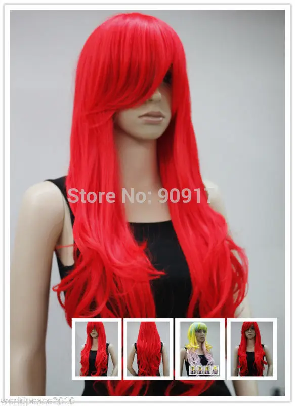 Бесплатная Доставка *** Потому красный длинный парик косплей волнистые|cosplay wig|wigs