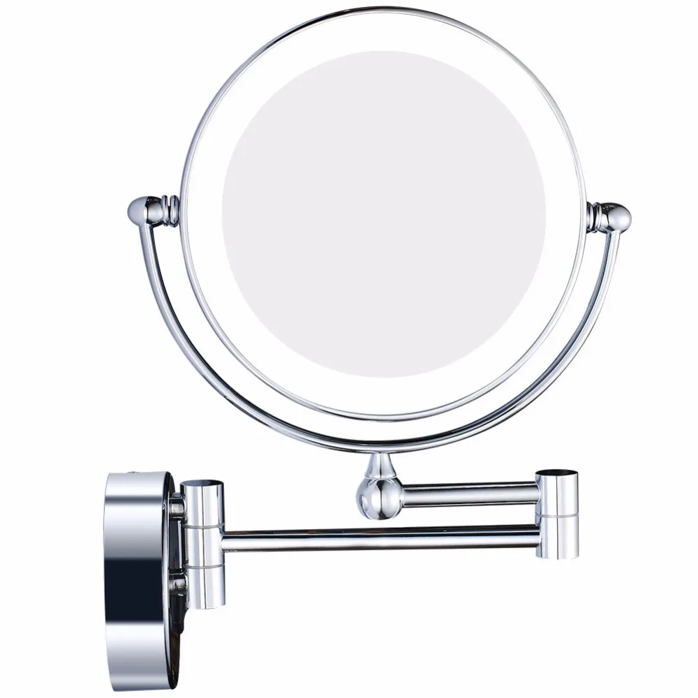 GURUN LED světla Vanity kosmetické zvětšovací make-up zrcadla nástěnné lázně zvětšení holení zrcadlo se skrytým konektorem, Chrome  t