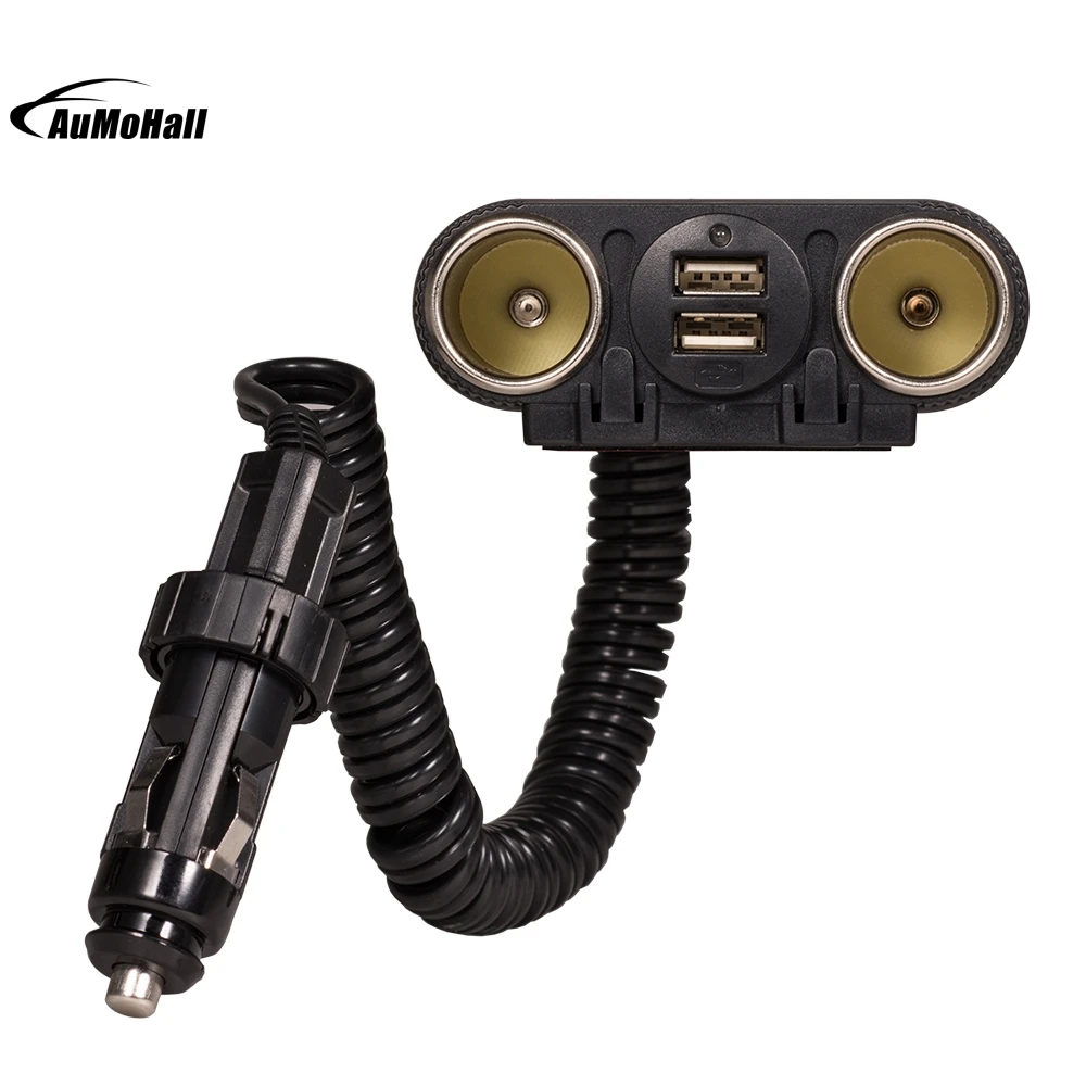 

2 Way Dual USB Port Car Cigarette Lighter Socket Splitter 12V Car Charger Power Adapter