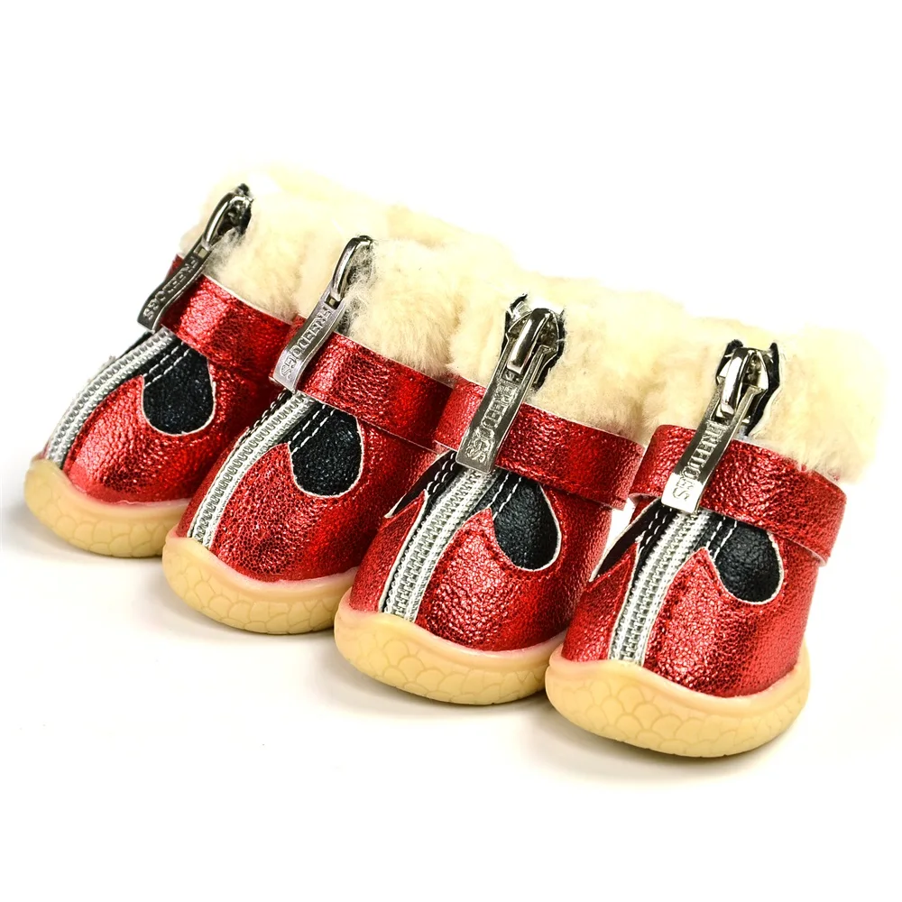 Pet обувь зимние утепленные сапоги теплая Водонепроницаемый 4 шт./компл. для маленькая собака щенок регулируемая анти-скольжения длядомашних животных XL собака