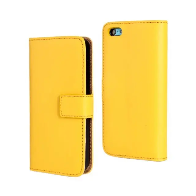 11 Color Genuine Leather Wallet Case for iPhone 5C with TV