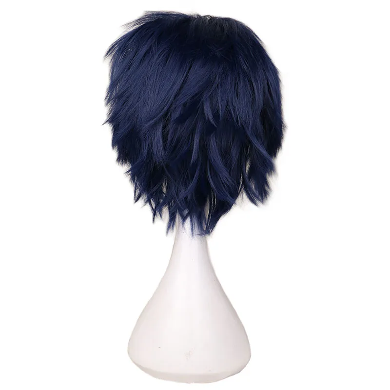 QQXCAIW, черный, белый, фиолетовый, красный, короткие волосы, косплей, парик, мужские вечерние 30 см, высокотемпературные синтетические волосы, парики