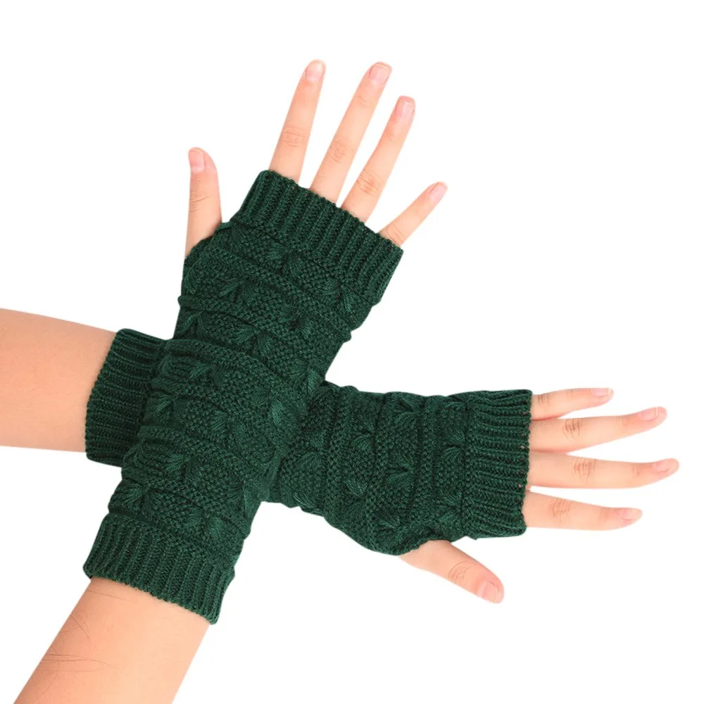 Осень зима женские перчатки Модные Наручные руки теплые вязаные шерстяные длинные перчатки без пальцев теплые митенки Женские варежки