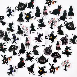 45 шт./упак. Алиса черная кошка декоративные наклейки клейкой наклейки, декоративный элемент для рукоделия дневник наклейки
