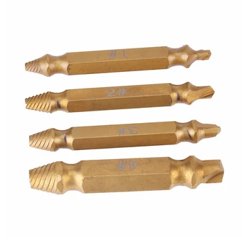 

Brand new Titanium Plating High Speed Steel S2 Double Head BreakageScrew Extractor 4PCS Dismantling Tools Screwdriver
