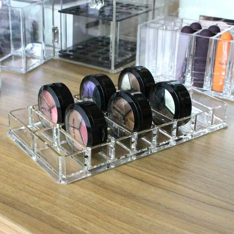

Acrylic Clear Makeup Organizer 16 Slots Lipstick Holder Powder Storage Box Dress Table Organizer Eye shadow Storage Blush Shelf